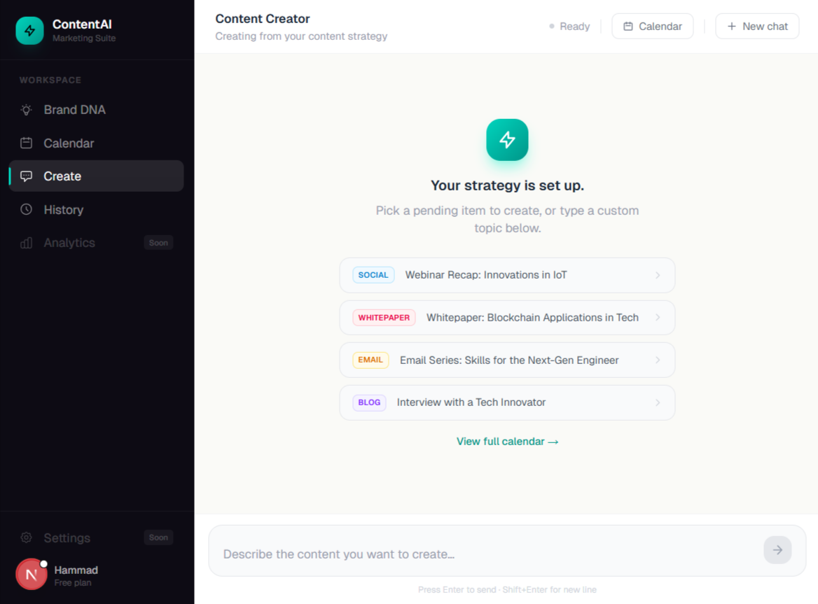 Agentic Content Marketing System — Chat Interface